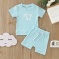 thumbnail image 2 of Coerni Summer Beach Leisure Outfit for Toddler Boys Girls Short Sleeve Cotton Ribbed T Shirt Pullover Tops Shorts Outfits, 2 of 6