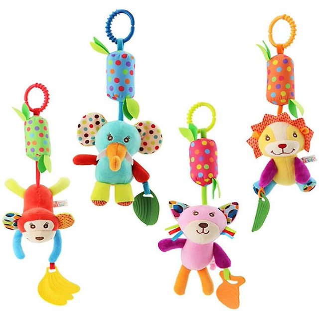 Sonajeros colgantes para bebé, juguetes para cuna recién nacido, asiento de coche, cochecito, juguetes para bebés, campana de animales colorida, sonajeros sensoriales suaves para b
