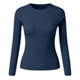 thumbnail image 4 of Shpwfbe Thermal Underwear for Women Thermal Shirts for Women Multicolor Basic Round Neck Solid Color Knit Long Sleeve Bodysuit Top E One Size, Long Sleeve Undershirt for Women, Womens Thermal Tops, 4 of 4