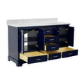thumbnail image 4 of Harper 60" Double Bathroom Vanity with Royal Blue Cabinet and Carrara Marble Top, 4 of 6