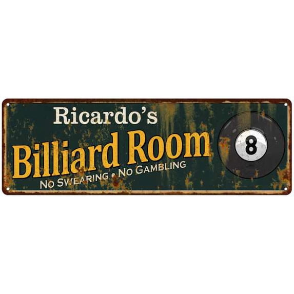 Ricardo's Billiard Room Green Sign Man Cave 6x18 106180009431