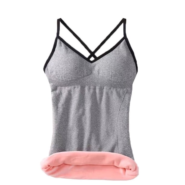 Guardurnaity Ropa interior de mujer, chaleco térmico de Color sólido sin mangas, cálido, para clima frío, Base básica, calentador, ropa Ropa interior Gris