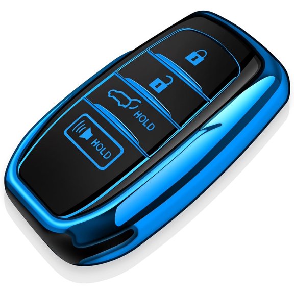 Key Fob Cover Compatible with Toyota Camry 4 Runner RAV4 Venza Land Cruiser Highlander 2019-2026 4 Button Keychain Case Holder Protector,Blue,4/5 Buttons