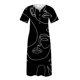thumbnail image 4 of Puntoco Vestido De Manga Corta Con Cuello En V, Vestido De Bolsillo De Manga Corta Con Botones Y Cuello En V Estampado Para Mujer Negro (31407) S, 4 of 5
