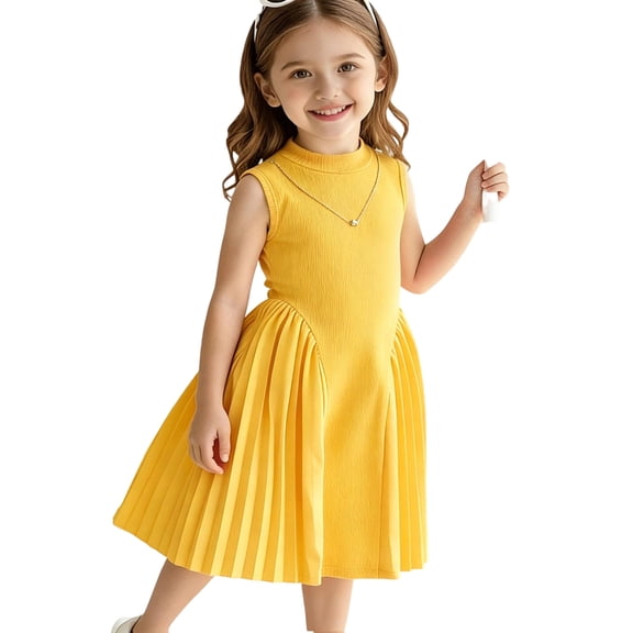 MEZZALL Elegant Pleated Fitted Sleeveless Formal Party Dress Girls With Matching Necklace Boho Dresses