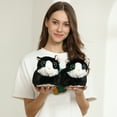 thumbnail image 5 of Onmygogo Indoor Fuzzy Winter Animal Cat Plush Slippers for Women and Men(Size 7-8.5, Black), 5 of 5