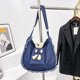 thumbnail image 1 of Bolso de compras para mujer Bolso de borla de mezclilla Bolso de compras de trabajo diario (Azul oscuro), 1 of 9