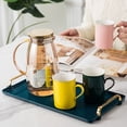 thumbnail image 6 of Table Tray Plastic Serving Trays, Modern Rectangular Decorative Tray, Food Tray for Eating Breakfast with Gold Handles - 16 x 8.7 Inches, 6 of 9