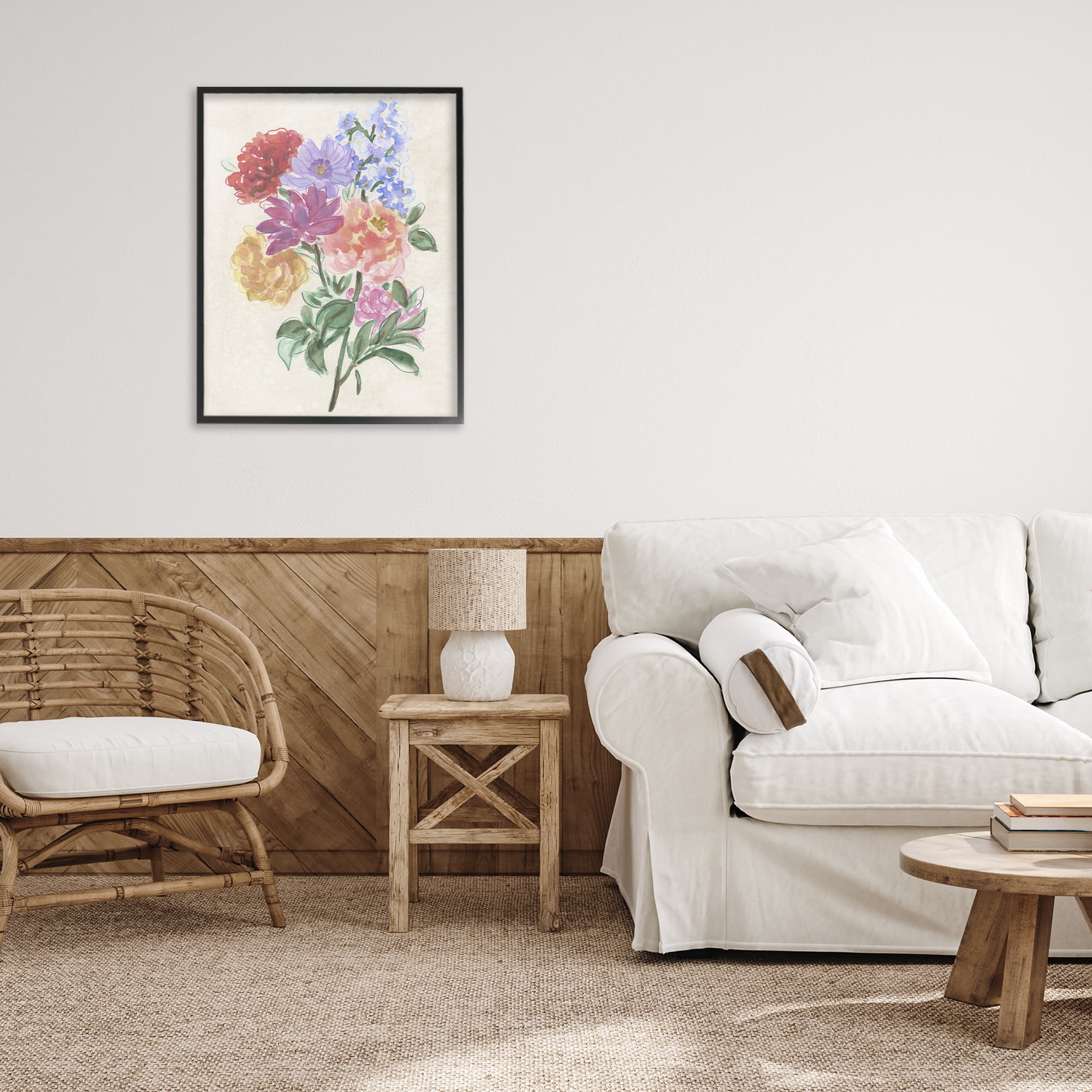 Stupell Industries Blooms On Parchment Black Framed Giclee Art, design by June Erica Vess