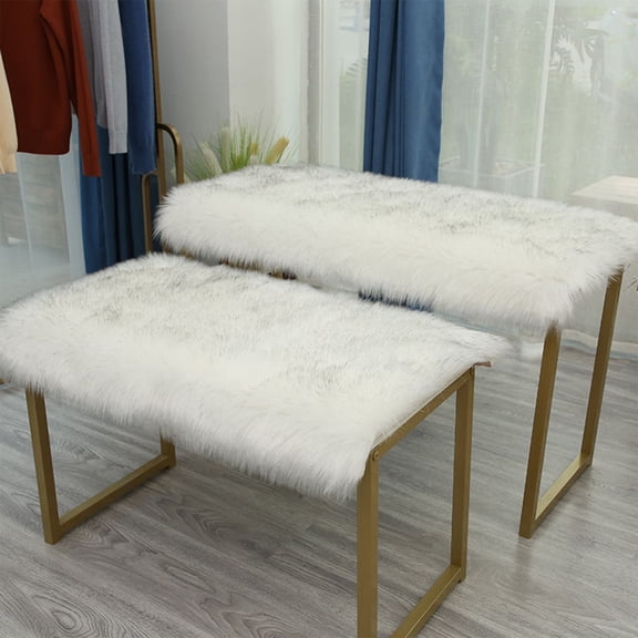 AYktou Sheepskin Rugs 15.74x15.74in Soft White Fluffy Rugs Chair Couch Cover Fuzzy Rugs for Bedroom Floor Sofa Living Room