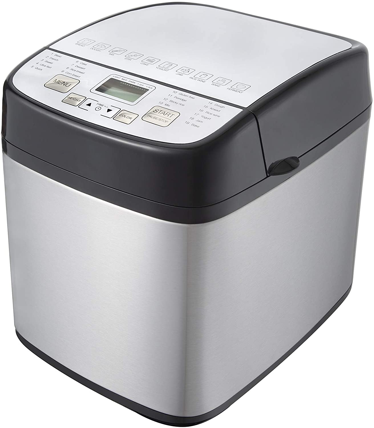 Sybo BM8601 Stainless Steel Bread Machine, 1.5 LB 19in1 Programmable
