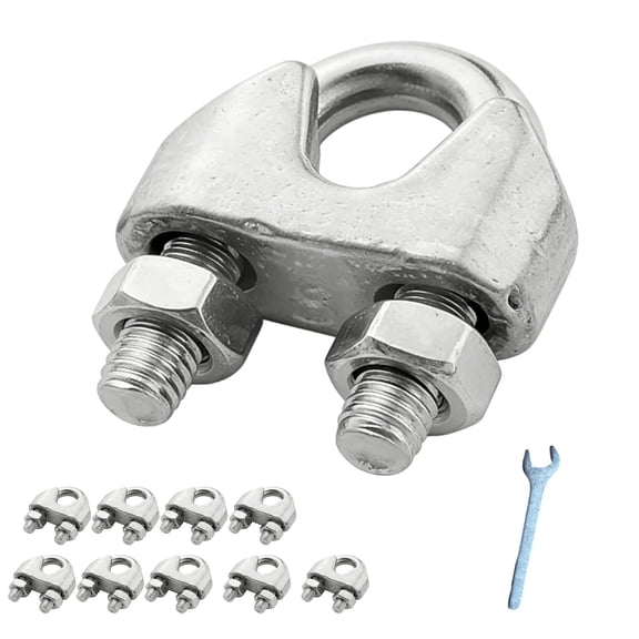 1/8" 3/16" 1/4" U Bolt Wire Rope Clamp, 316 Stainless Steel or Galvanized Cable Clip for Marine, Fence & DIY Use