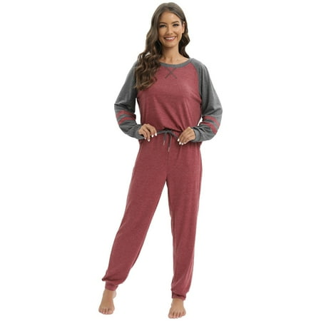 

WBQ Women s Pajamas Sets 2 Pieces Outfits Sweatsuit Long Sleeve Pullover and Drawstring Pants Soft Comfy Sleepwear Set Cozy Loungewear Nightwear With Pockets