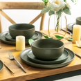 Stoneware Dinnerware Sets, Wavy Rim Ceramic Plates and Bowls Sets