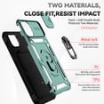 thumbnail image 2 of iPhone 11 Case,Dteck Shockproof Rubber Rugged Case Hybrid Hard Ring Holder Kickstand Slide Camera Lens Protector Cover for Apple iPhone 11,Darkgreen, 2 of 8
