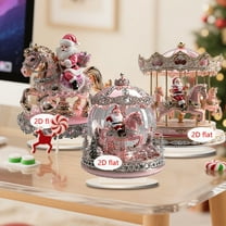 Lwlmwt Santa Ornament 8-inch 2D Flat Acrylic Santa Carousel Display Stand Ideal for Christmas Decorations, Desktop Ornament and Holiday Gift