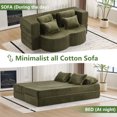 thumbnail image 2 of Queen Size Foldable Sofa Bed, Plush Futon Convertible Sleeper with High-Density Foam, Folding Floor Couch for Living Room Guest Room, Green, 2 of 8