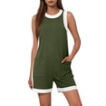 thumbnail image 2 of gbyLJF Womens Jumpsuit Casual Wide Leg Sleeveless Jumpsuits Solid Color Cropped Rompers Loose Fit Overalls with Pockets, 2 of 7