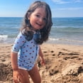 thumbnail image 4 of LYMAYTER Baby Girl One Piece Swimsuit Toddler Lapel Print Swimwear Short Sleeves Cute Beach Wear 12M-9Y, 4 of 7