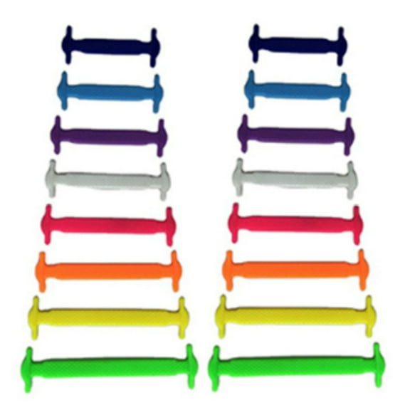 Jormftte No Tie Laces for Kids and Adults, 16 PCS Elastic Shoe Laces, color Silicone Tieless Flat Shoelaces for Trainers, Running Shoes