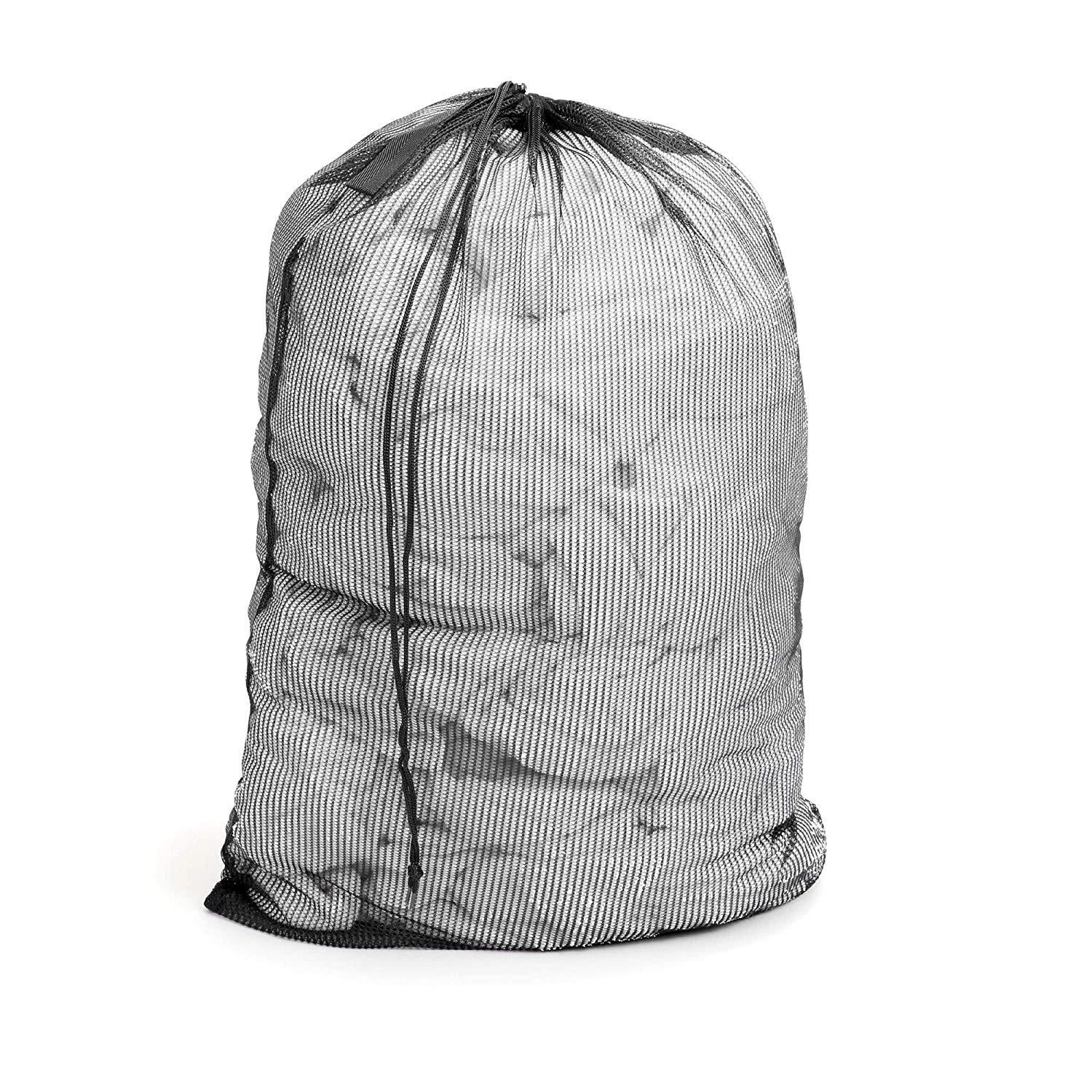smart design mesh laundry bag w/ handle & push lock drawstring