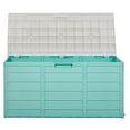 thumbnail image 5 of Spacious 75 Gallon 260L Plastic Outdoor Deck Storage Box for Tools, Cushions, and Toys with Lockable Seating Feature, 5 of 8