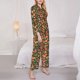thumbnail image 3 of Balery Fruits Peach Conjunto de Pijama con Estampado para Mujer, Conjunto de Dos Piezas con Manga Larga, Ropa de Dormir Suave con Bolsillos, Pijamas Cómodos-Medium, 3 of 7