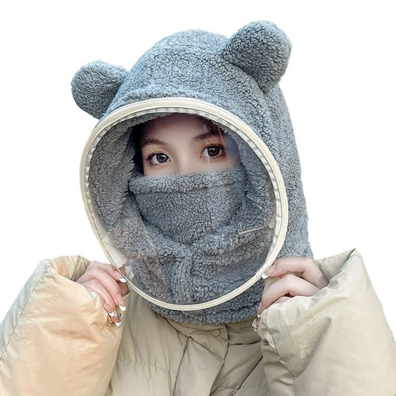 Windproof Winter Hat with Detachable Face Mask and Neck Gaiter for Extreme Cold Weather Adult Thermal Insulation Headwear