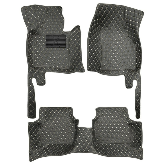 Tuqiang Car Floor Mats for Acura TL 2004-2008 5 Seats Carpet Protection PU Leather Auto Liners All Weather Black Beige 3pc