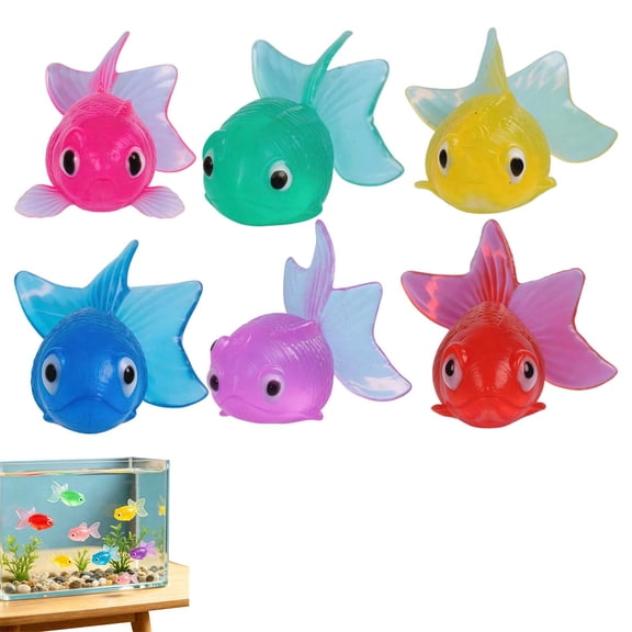 20Pcs Diving Pool Toys, Artificial Goldfish 1.77" Realistic Rubber Floating Fish Fish Tank Decor TPR Small Tropical Goldfishesfor Sensory Bin, Bath & Soccer Theme Favors Mixed Color