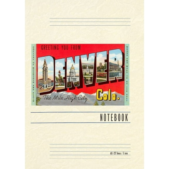 Vintage Lined Notebook Greeting You from Denver, Colorado (Paperback)