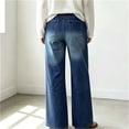 thumbnail image 4 of IUYRTFE Women's Straight Leg Denim Jeans with Drawstring Elastic Waist and Pockets Casual Relaxed Fit Long Pants, 4 of 6