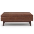 thumbnail image 5 of Simpli Home Owen 48 inch Wide Mid-Century Modern Rectangular Storage Ottoman in Distressed Saddle Brown Vegan Leather, 5 of 9