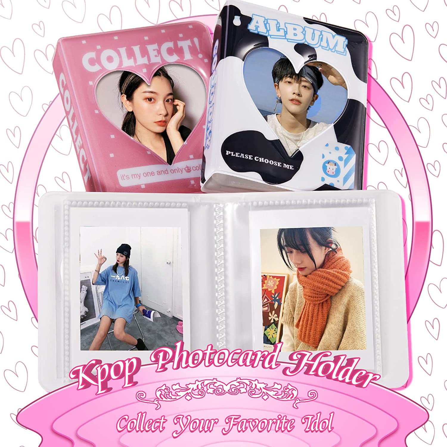 Runrayay 3 Pouce Ini Photocard Albu, Porte-Photo Creux Coeur Rouge, Classeur De Cartes Photo