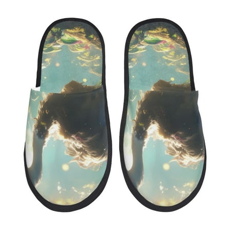 Balery Majestic Ostrich In Forest Slient Indoor Furry Fleece Comfort House Shoes Soft Non-Slip Home Shoes Cotton slippers House Slippers-- Medium