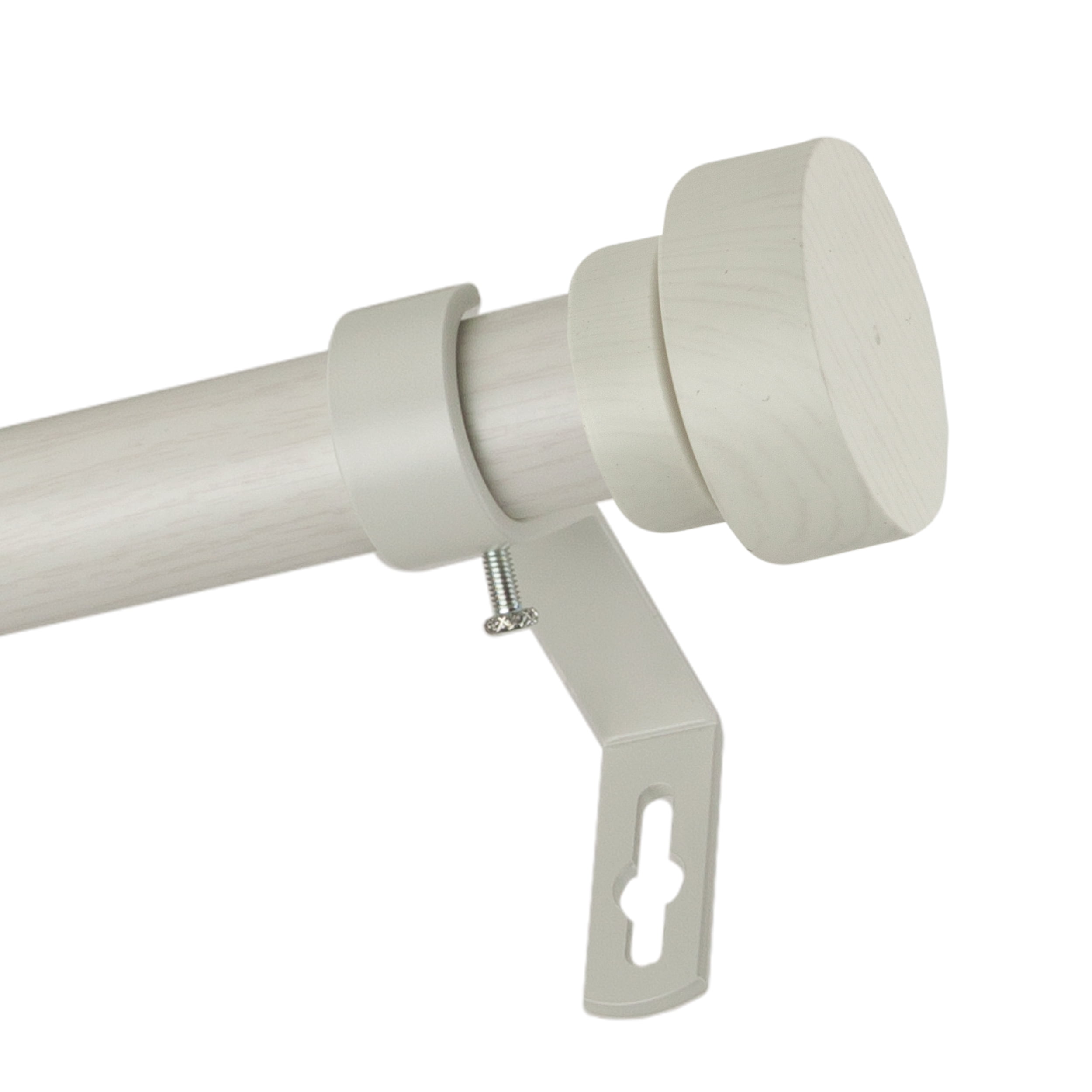 1" Dia Faux Wood Curtain Rod 66-120 inch with Cassiel Finials - Pearl White