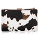 thumbnail image 3 of Billetera Wrangler con estampado de vaca plegable para mujer, piel vegana, marrón, 3 of 5