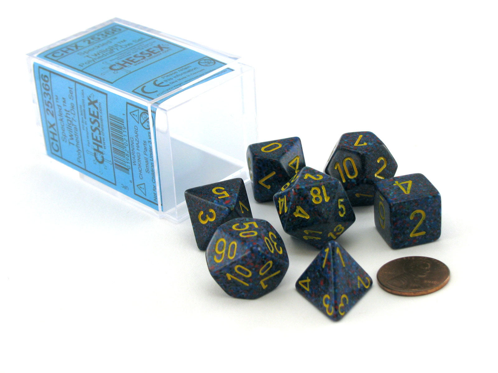 –Space & Blue Stars Bag Speckled 16mm D6 Chessex Dice 6 Dice Twilight 