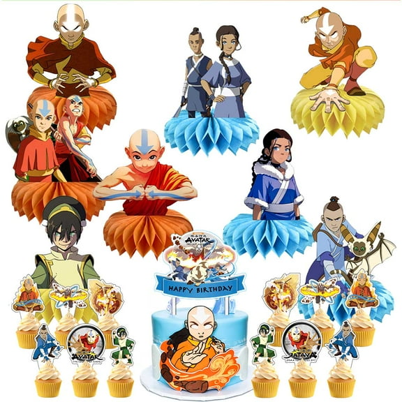 Avatar The Last Airbender Party Supplies Honeycomb Centerpieces Table Toppers Cake Toppers Decorations for Birthday Photo Props