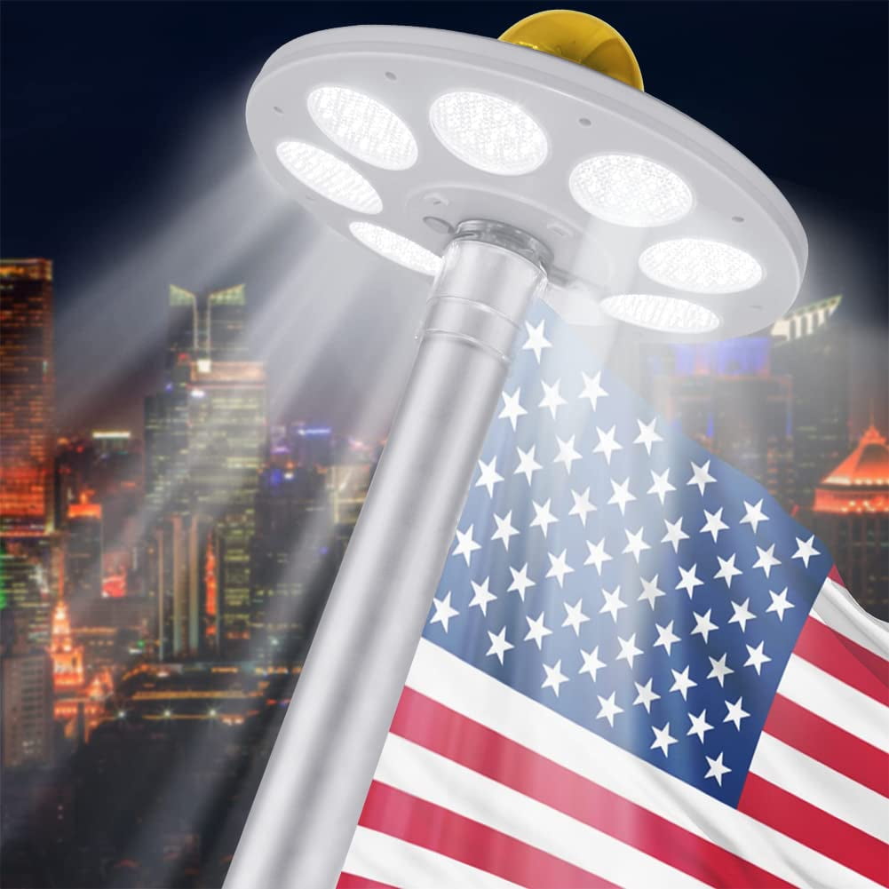 Solar Flag Pole Light, 136 LED Super Bright Flag Pole Light Outdoor Dusk to Dawn, Solar Flag