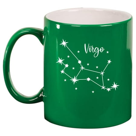

Star Zodiac Horoscope Constellation Ceramic Coffee Mug Tea Cup Gift (11oz Green) (Virgo)