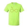 thumbnail image 2 of Wild Bobby, Gold Wizard Glasses and Lightning Scar, Movies, Men Graphic Tee, Safety Green, X-Large, 2 of 4