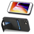thumbnail image 3 of Case for iPhone SE 2022 & 2020 with Hidden Kickstand, Carbon Fiber Texture Wallet Case with Card Holder for iPhone 7 / iPhone 8 Magnetic Car Mount Shockproof Military Grade Protection Cover, Black, 3 of 10