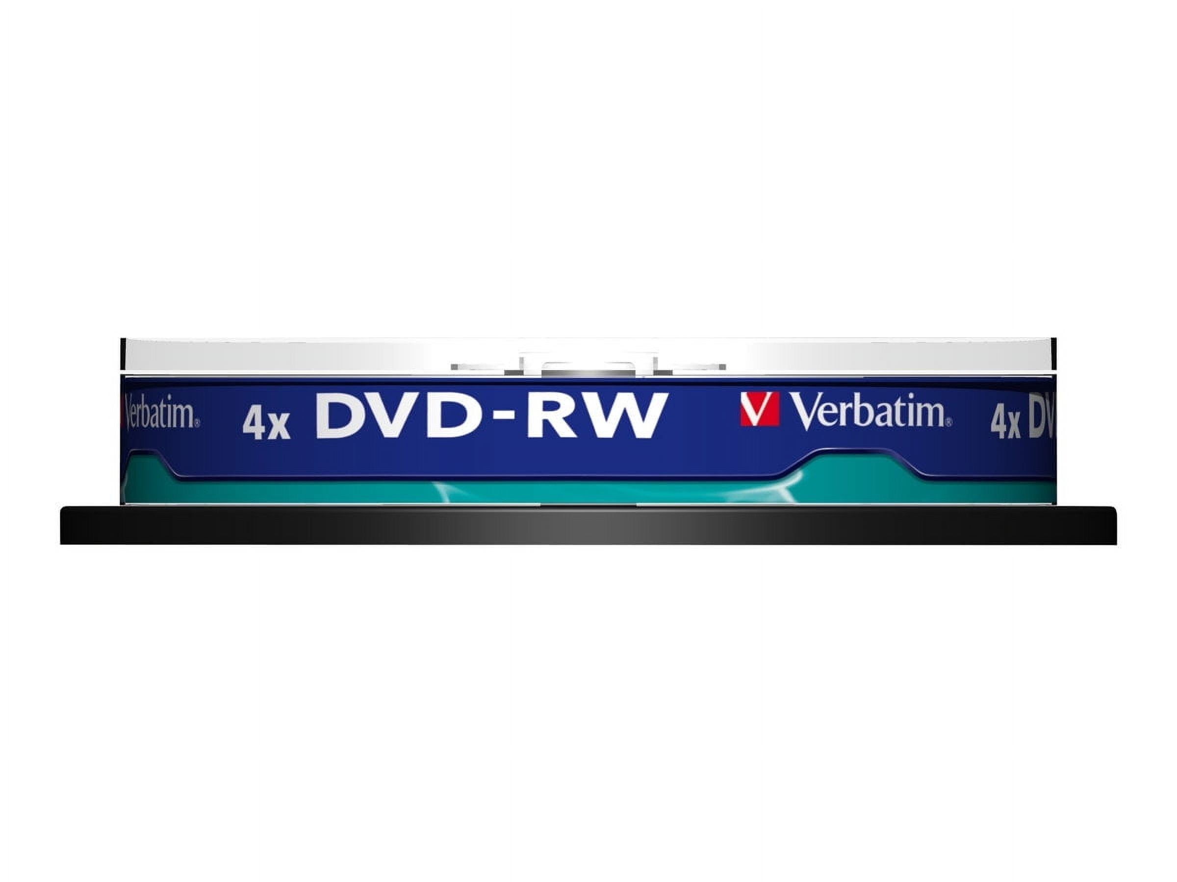 Verbatim DataLifePlus 10 Pack DVD-RW Discs 4.7GB 4x Rewritable Discs Matte Silver For Video Recording and Data Storage (Spindle)
