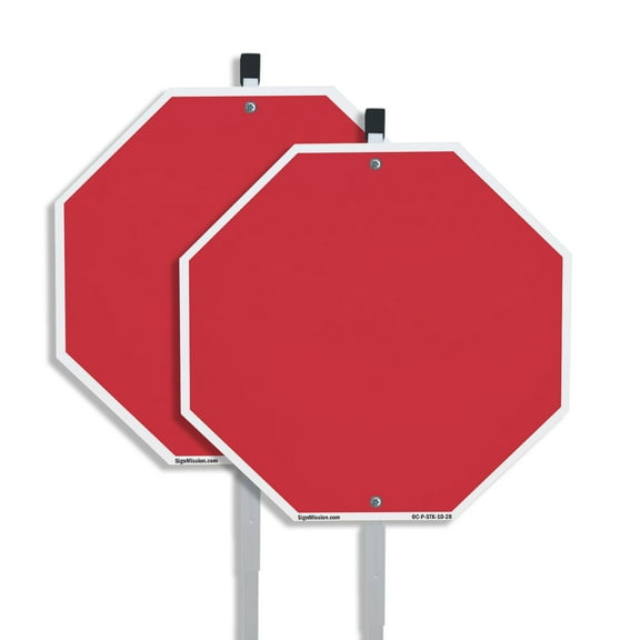 Blank Sign Red Background (2 Pack) 10 inch X 10 inch Octagon Aluminum Metal Signs with Aluminum Mounting Stakes Weather Resistant UV Protected for Workplace Private Property and