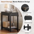 thumbnail image 6 of Aufeile End Table, Narrow Fluted Boho Wood Side Table with Storage Shelf, Small Space Accent Table, Black, 6 of 9