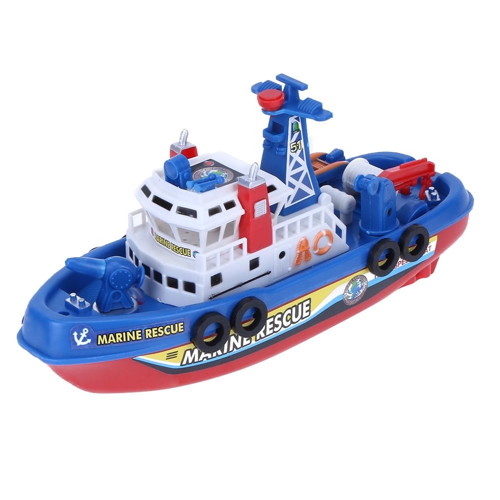 Flashing Electric Fire Boat Baby Boy Bath Toy LED Light Music Sound For Kid Gift 