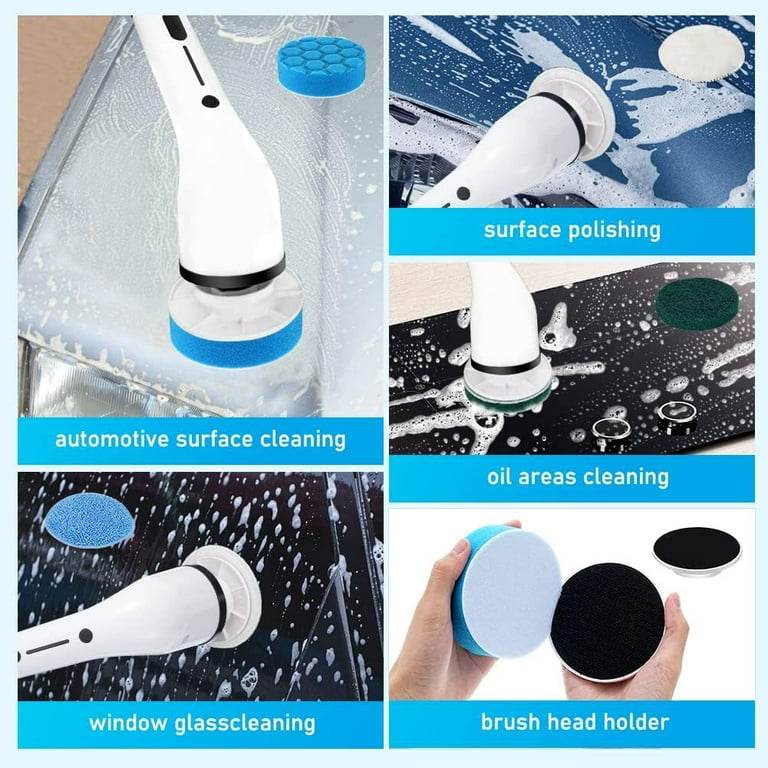 Electric Spin Scrubber,Cordless Scrubber Cleaning Brush with 7 Replaceable  Brush Heads,2 Speeds Power Scrubber Brush for