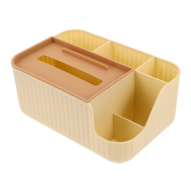 Caja de pañuelos multifuncional, dispensador de pañuelos, organizador de mesita de noche, servilletero con compartimentos para mesa