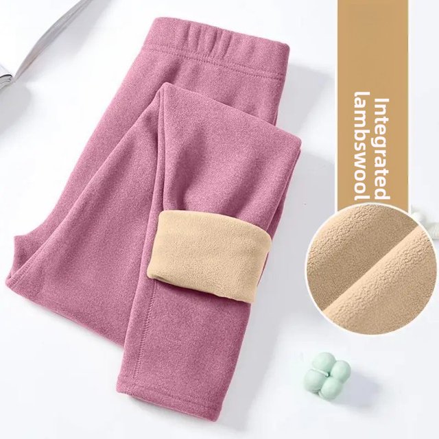 Pantalones de capa Base de terciopelo de cordero con forro polar grueso de cintura alta para mujer, pantalones cálidos de otoño e invierno, pantalones largos, ropa cómoda para el hogar